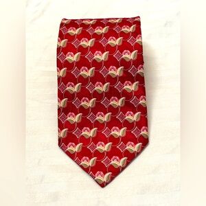 Ermenegildo Zegna Red Cream Brown Pink Silk Tie Necktie Handmade Italy